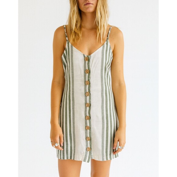 Rip Curl Striped Button Front Sundress Women’s Small Coastal Surf Beachy Summer - Picture 1 of 10
